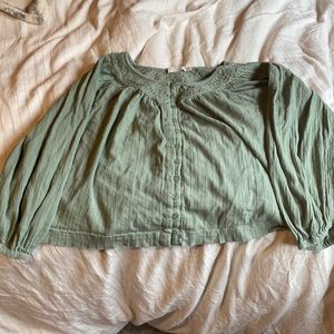Green lucky brand blouse, Rarely worn, Almost brand new, Sage green.